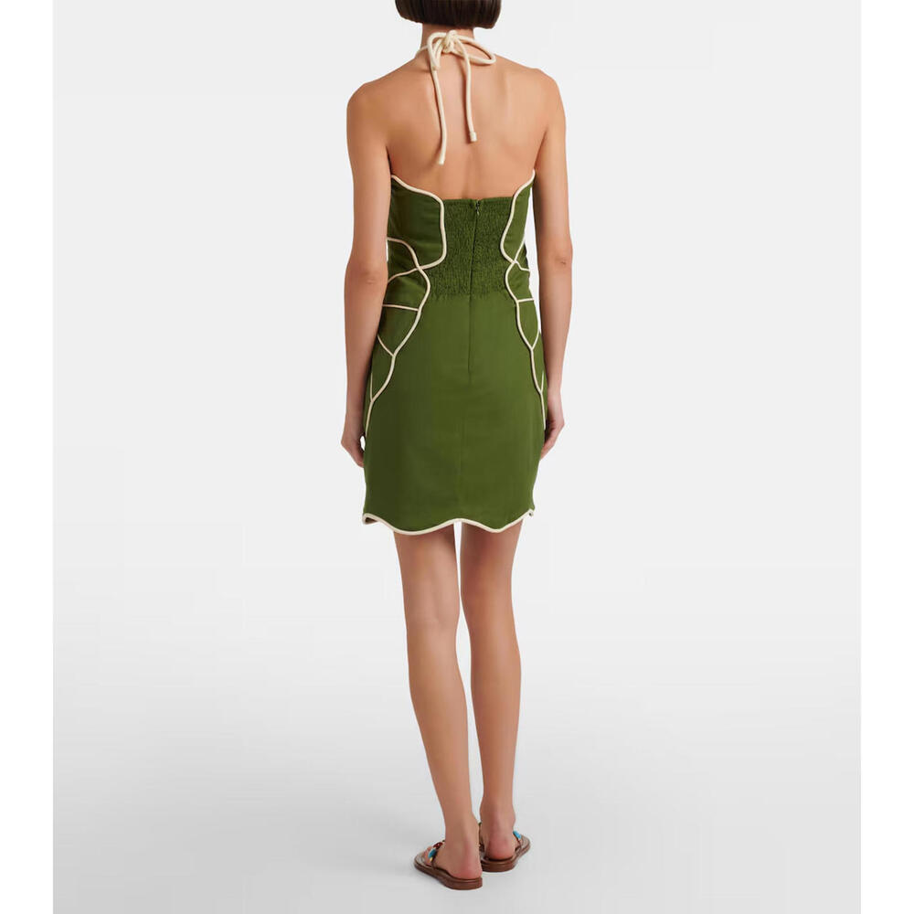 NEW, Farm Rio Asymmetric Neck Mini Dress in Green Sz L #MD1390 - Picture 3 of 10